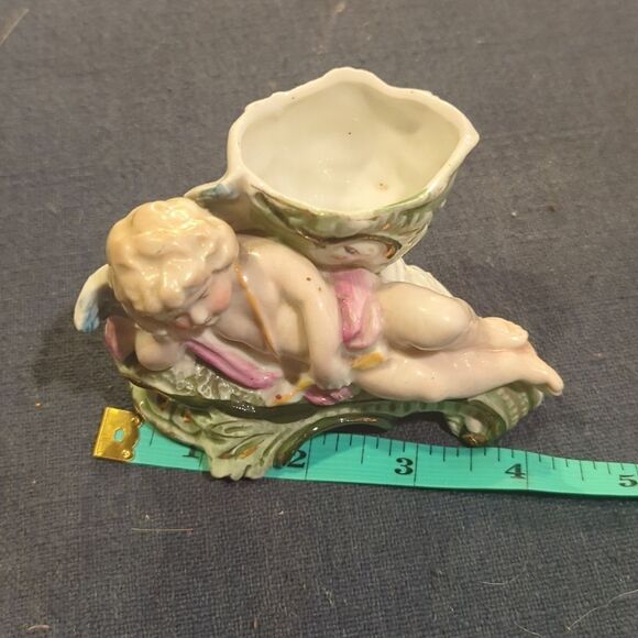 Vintage lefton style cherub trinket dish or bud base, planter - Picture 8 of 8